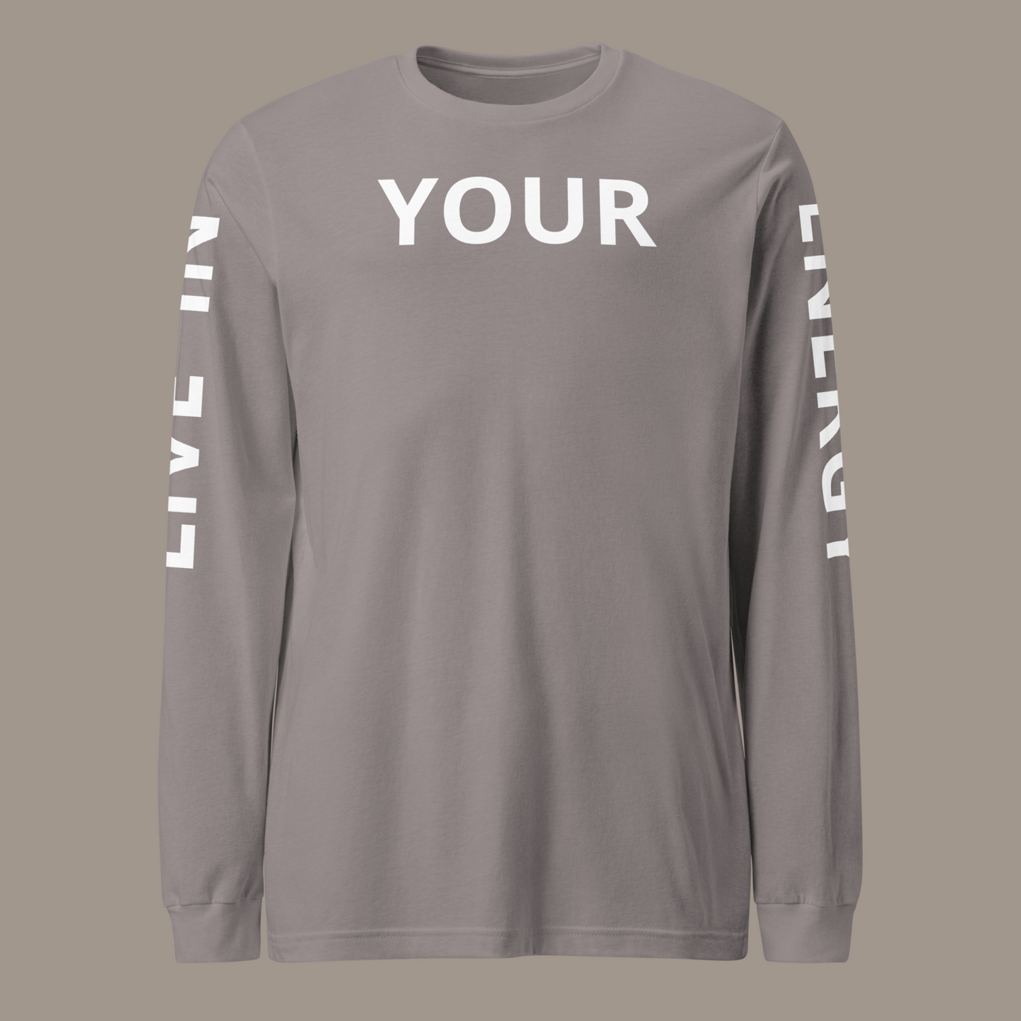 LIVE IN YOUR ENERGY LONG SLEEVE TEE (PEBBLE/WHITE)