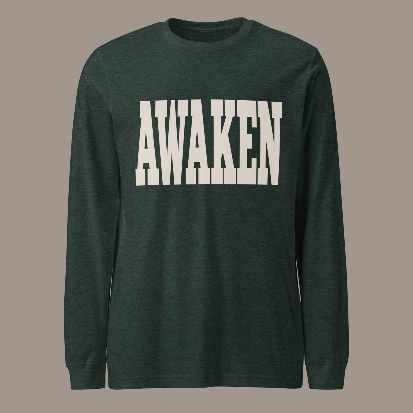 AWAKEN LONG SLEEVE TEE (HEATHER FOREST/TAN)