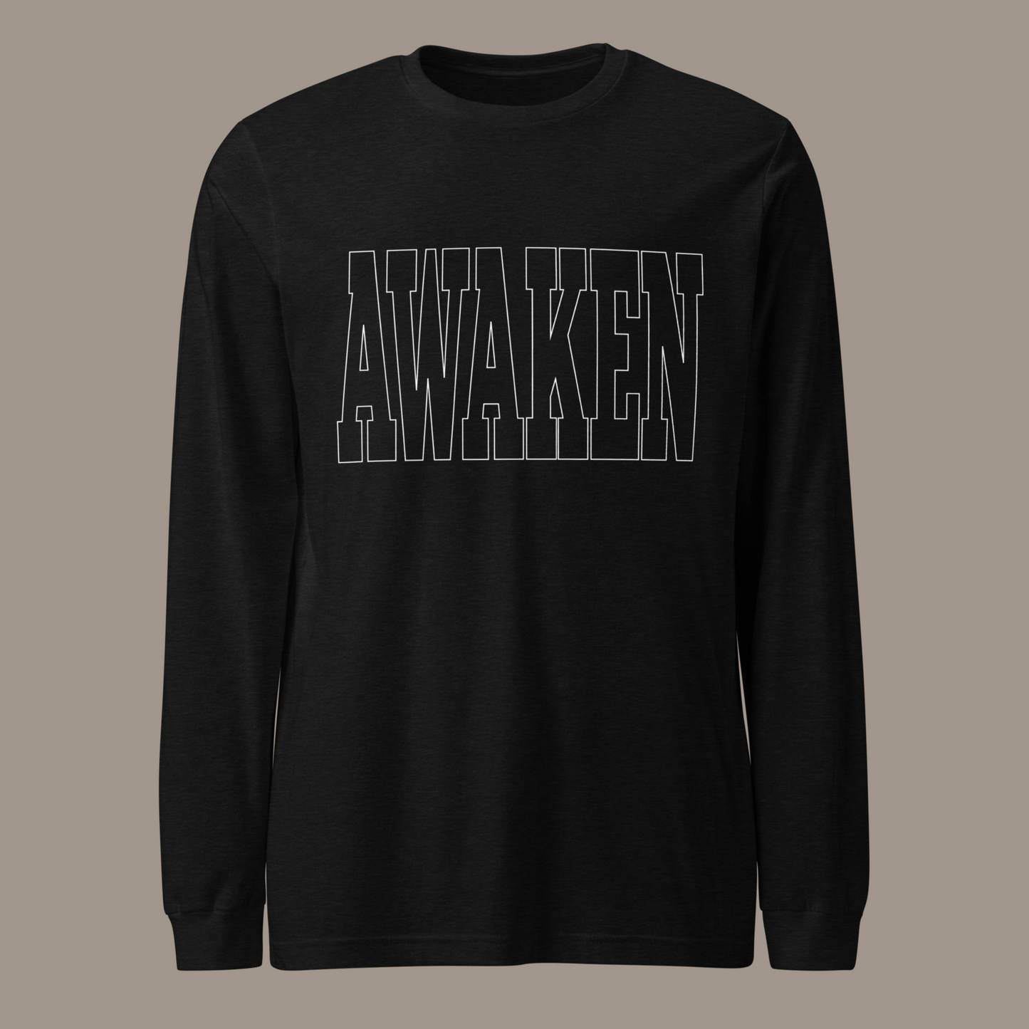 AWAKEN LONG SLEEVE TEE (BLACK HEATHER/WHITE)