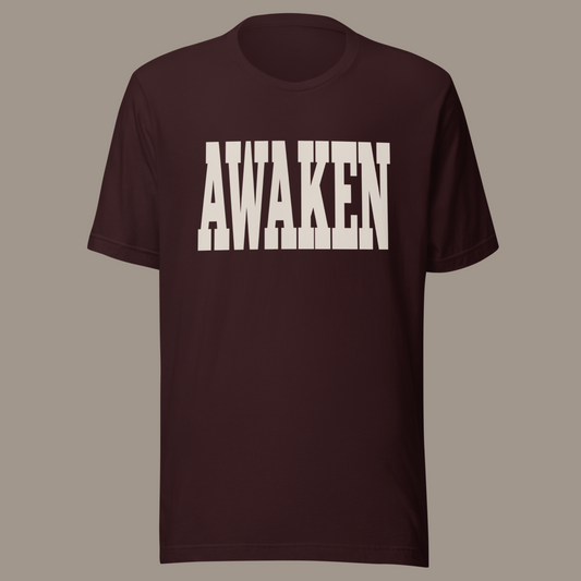 AWAKEN TEE (OXBLOOD BLACK/TAN)