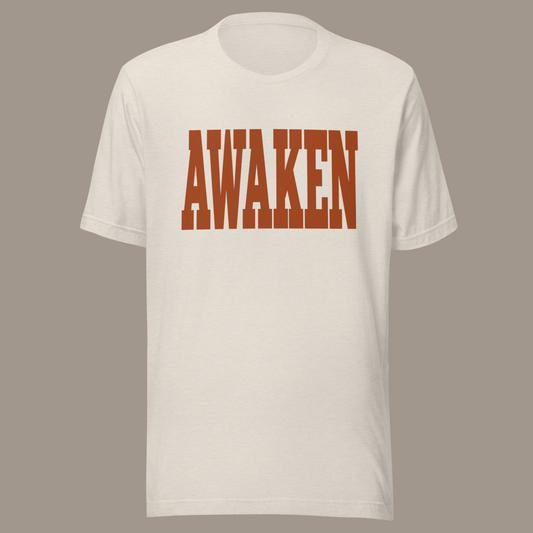 AWAKEN TEE (HEATHER DUST/ORANGE)