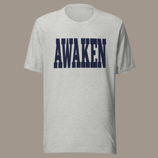 AWAKEN TEE (ATHLETIC HEATHER/NAVY)