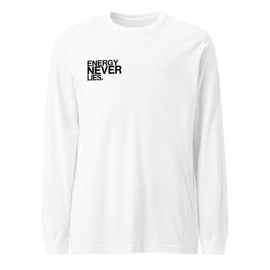 ENERGY NEVER LIES/LIVE IN YOUR ENERGY LONG SLEEVE TEE (WHITE/BLACK)